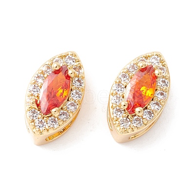Rack Plating Brass Micro Pave Cubic Zirconia Beads KK-D073-02G-04-NR-1