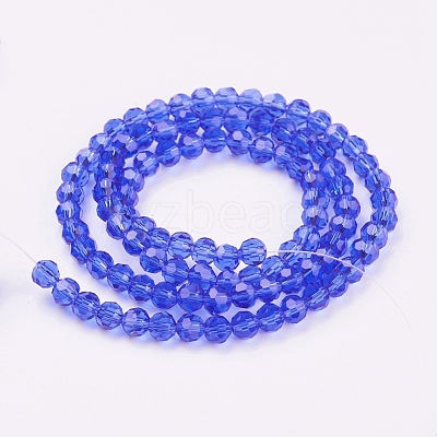 Faceted(32 Facets) Round Glass Beads Strands X-EGLA-J042-4mm-02-1