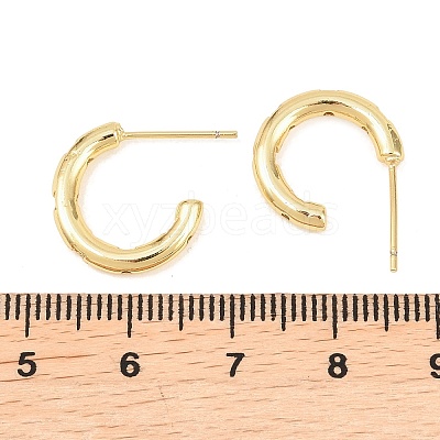 C-Shaped Brass Clear Cubic Zirconia Stud Earrings EJEW-A156-10A-G-1