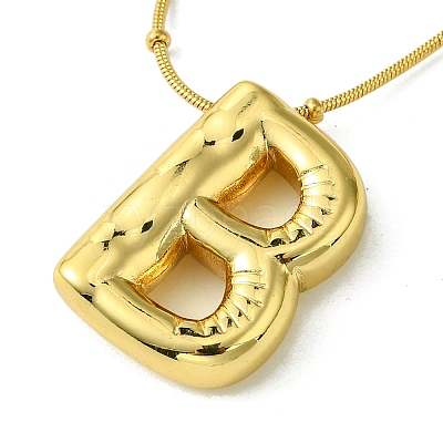 Ion Plating(IP) Initial Letter 304 Stainless Steel Pendant Necklace NJEW-R265-05G-B-1