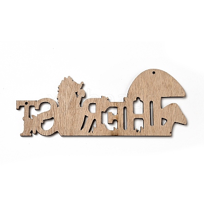 Single Face Printed Wood Big Pendants WOOD-I010-12D-1
