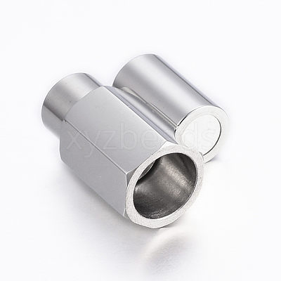 Tarnish Resistant Smooth 304 Stainless Steel Magnetic Clasps with Glue-in Ends STAS-H402-63P-6mm-1