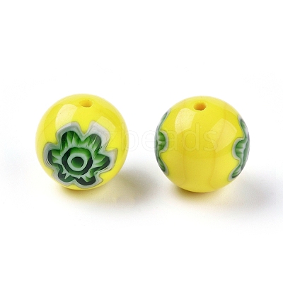 Handmade Millefiori Glass Round Beads X-LAMP-J038-12mm-M-1