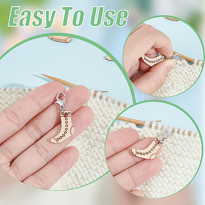 12Pcs 12 Style Sock Pendant Locking Stitch Markers HJEW-AB00645-1