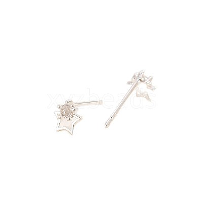 Brass Pave Clear Cubic Zirconia Stud Earrings for Women WGFB949-01-1