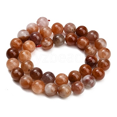 Natural Red Hematoid Quartz Beads Strands G-G475-A01-10mm-1