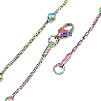 Ion Plating(IP) 304 Stainless Steel Round Snake Chain Necklaces STAS-G244-88B-M-1