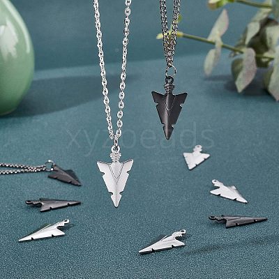 40Pcs 2 Color 304 Stainless Steel Pointed Pendants STAS-UN0023-90-1