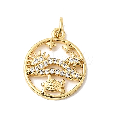 Brass Micro Pave Cubic Zirconia Pendants KK-P343-01C-G-1