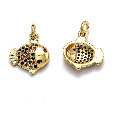 Brass Micro Pave Cubic Zirconia Pendants ZIRC-O039-04G-1