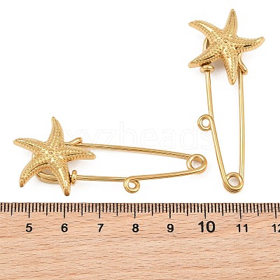 Starfish 304 Stainless Steel Safety Pins Brooch Findings SA-CBA098D-16C-G01-1
