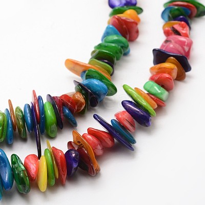 Dyed Chip Natural Freshwater Shell Beads Strands SHEL-E355-16-1