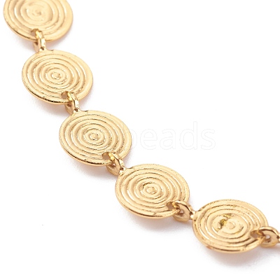 Brass Flat Round Link Chain Anklet AJEW-AN00404-1