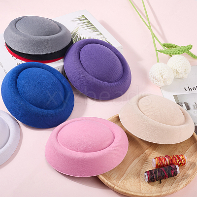 8Pcs 8 Colors Fabric Pillbox Stewardess Fascinator Hat Base for Millinery AJEW-GF0010-95-1