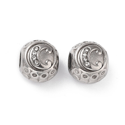 304 Stainless Steel Rhinestone European Beads STAS-A092-10C-P-1