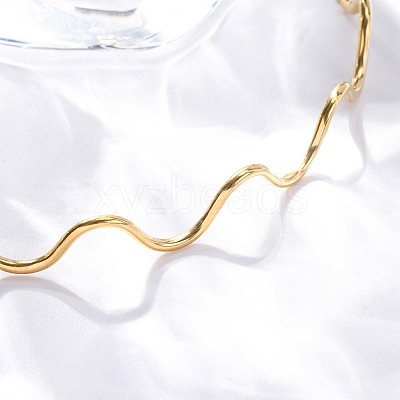 304 Stainless Steel Wave Shape Link Chain Necklaces for Women NJEW-S439-08G-1