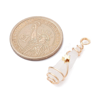 Electroplated Natural Quartz Crystal Dyed Copper Wire Wrapped Pendants PALLOY-JF02326-01-1