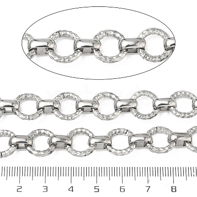 304 Stainless Steel Textured Ring Link Chains CHS-K023-11B-P-1