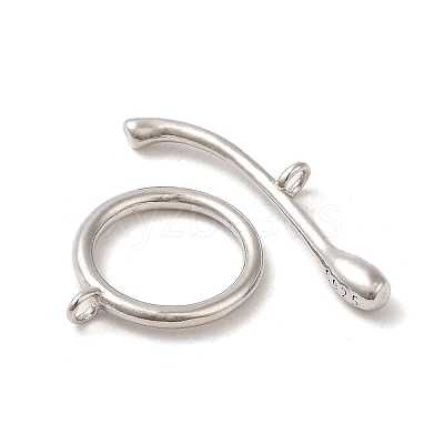 Rhodium Plated 925 Sterling Silver Toggle Clasps STER-G038-03P-1