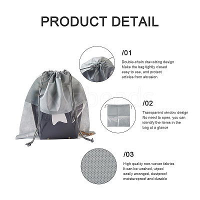 8Pcs 4 Colors Blank Non-Woven DIY Craft Drawstring Storage Bags ABAG-GN0001-10B-1