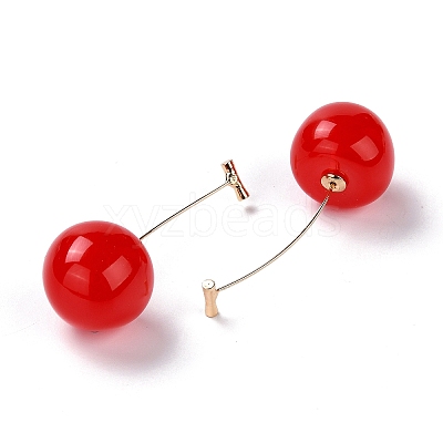 Lifelike Cherry Dangle Stud Earrings X-EJEW-F274-01D-1