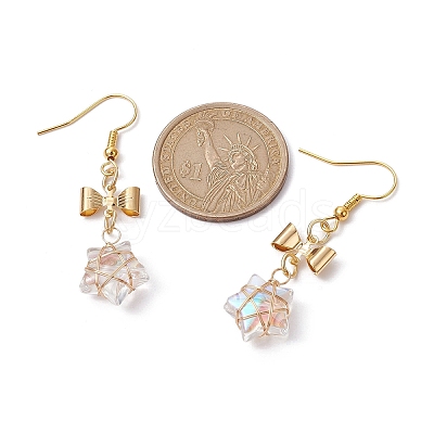 Glass Star Dangle Earrings EJEW-JE05548-05-1