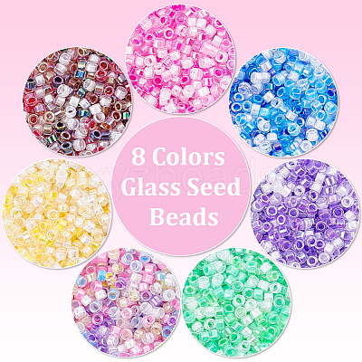 7 Sets 7 Colors Transparent Colours Luster & Rainbow Glass Seed Beads GLAA-PH0003-80-1