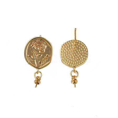 Brass Stud Earring Findings KK-N233-386-1