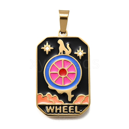 Tarot 304 Stainless Steel Enamel Pendants STAS-M119-09I-G-1