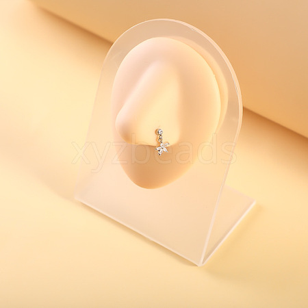 316L Surgical Stainless Steel Micro Pave Clear Cubic Zirconia L-Shaped Nose Rings WGEAB3E-07-1