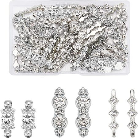 SUPERFINDINGS 60Pcs 3 Style Alloy Rhinestone Bar Spacers ALRI-FH0001-05-1