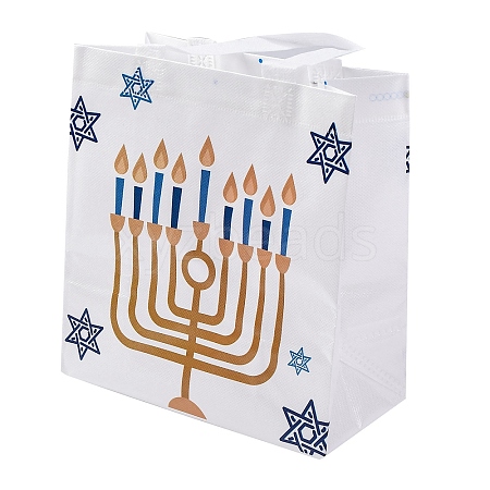 Hanukkah Theme Non-Woven Reusable Folding Gift Bags with Handle ABAG-NH0001-01E-1