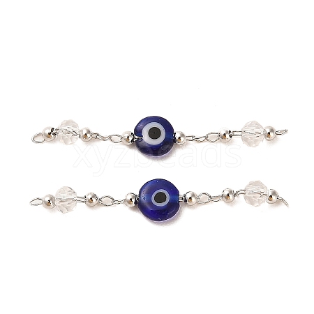 Handmade Evil Eye Lampwork with Glass Handmade Beaded Links Connectors KK-M266-09P-01-1