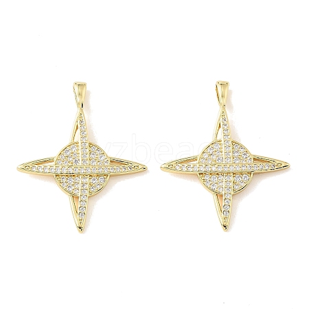 Brass Micro Pave Clear Cubic Zirconia Pendants CU-CBA9CBD-03G-1
