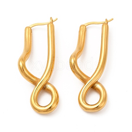 Left and Right PVD Vacuum Plating 304 Stainless Steel Twist Infinity Hoop Earrings for Women EJEW-P219-02G-1