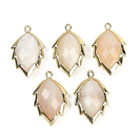 Natural Moonstone Faceted Leaf Pendants G-I375-04G-19-1