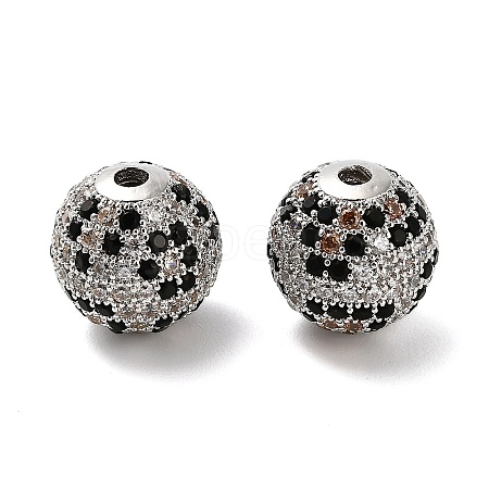 Brass Micro Pave Cubic Zirconia Beads KK-L229-024P-1