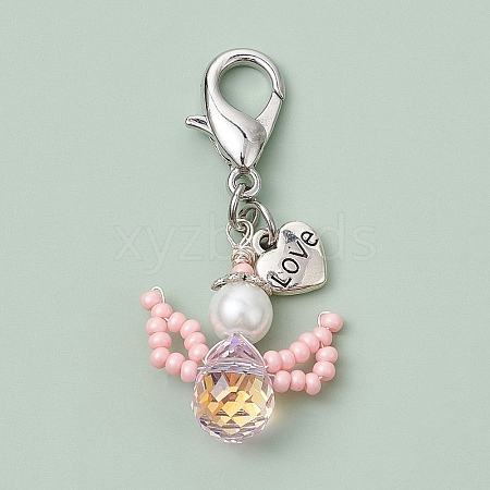 Angel Glass Seed Beads Pendant Decorations HJEW-MZ00109-04-1