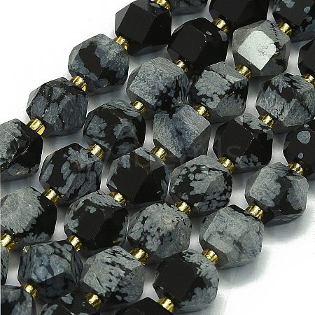 Natural Snowflake Obsidian Beads Strands G-I376-A04-01-1