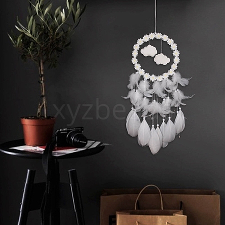 Woven Net/Web with Feather Hanging Ornaments PW-WG14681-01-1