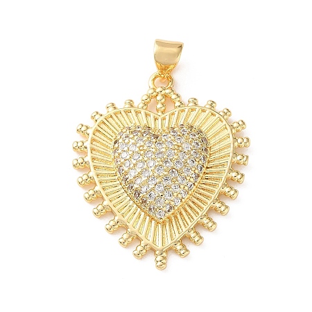 Brass Micro Pave Clear Cubic Zirconia Pendants CU-CBA03AF-10D-G-1
