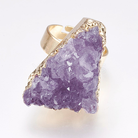 Adjustable Druzy Crystal Finger Rings RJEW-L082-01G-1