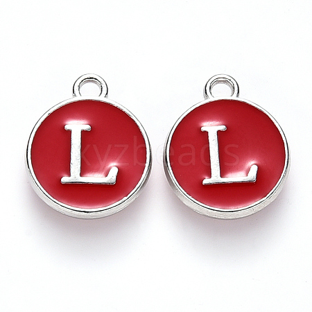 Platinum Plated Alloy Enamel Charms ENAM-S118-03L-P-1