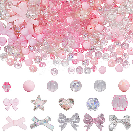 100Pcs 10 Styles Opaque & Transparent Acrylic Beads MACR-SC0002-23-1