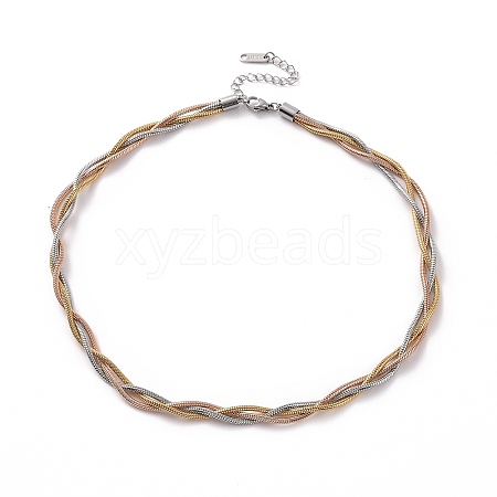 304 Stainless Steel Braided Round Snake Chain Necklace for Women NJEW-P271-06A-1