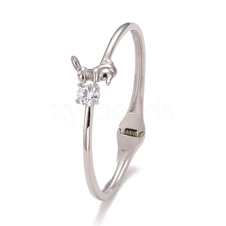 Clear Cubic Zirconia Rabbit Cuff Bangle STAS-D165-06P-1