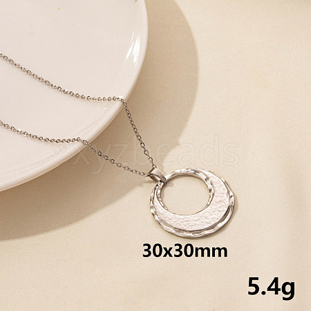 Vintage Stainless Steel Geometric Ring Pendant Necklace for Women AO1780-7-1