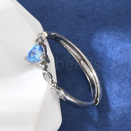 Rhodium Plated 925 Sterling Silver Cubic Zirconia Adjustable Rings RJEW-D300-05P-03-1