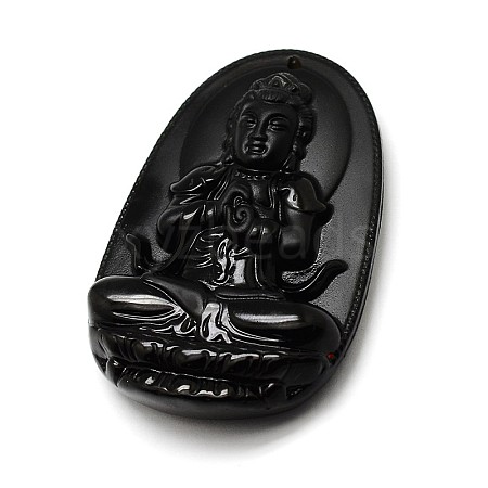 Buddhist Jewelry Natural Obsidian Large Cameo Buddha Pendants G-A133-03D-1