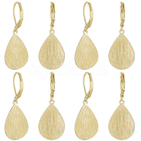 4 Pairs Teardrop Brass Leverback Earrings EJEW-HS0001-21G-1